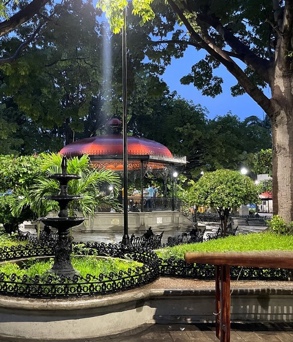 Parque de la Marimba: arboles y kiosko